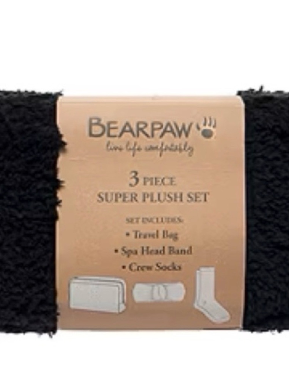 BearPaw 3-Piece Super Plush Set - Black
